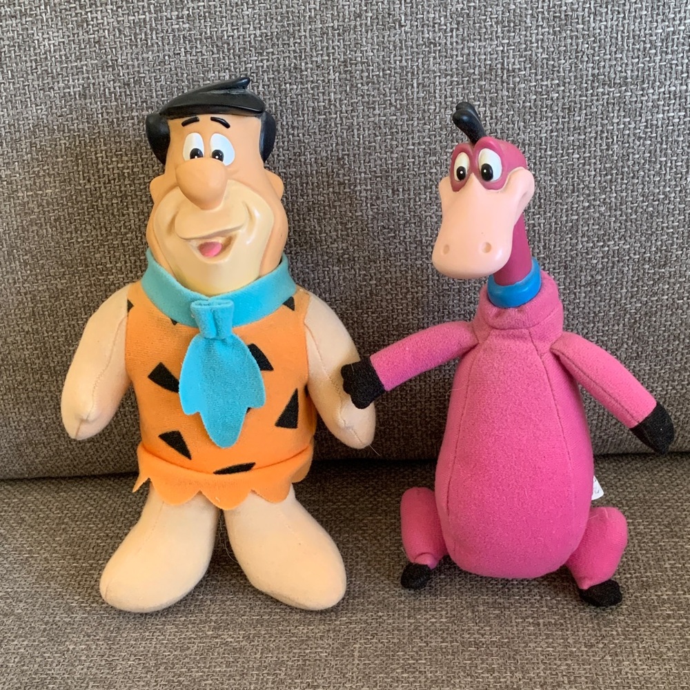 1994 The Flintstones Fred and Dino 9” Days Inn Travel Buddies Plush Toys